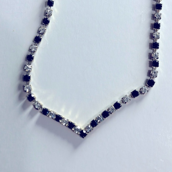 Sapphire and diamond accent necklace and earrings. Length is 7 1/2” from top. - Picture 2 of 4